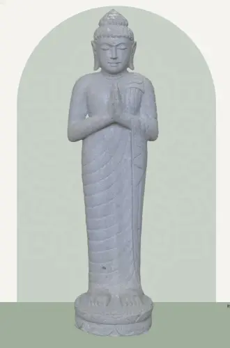 Product image of the product “Standing Buddha made of Riverstone, position Namaskara , H. 125cm. ”